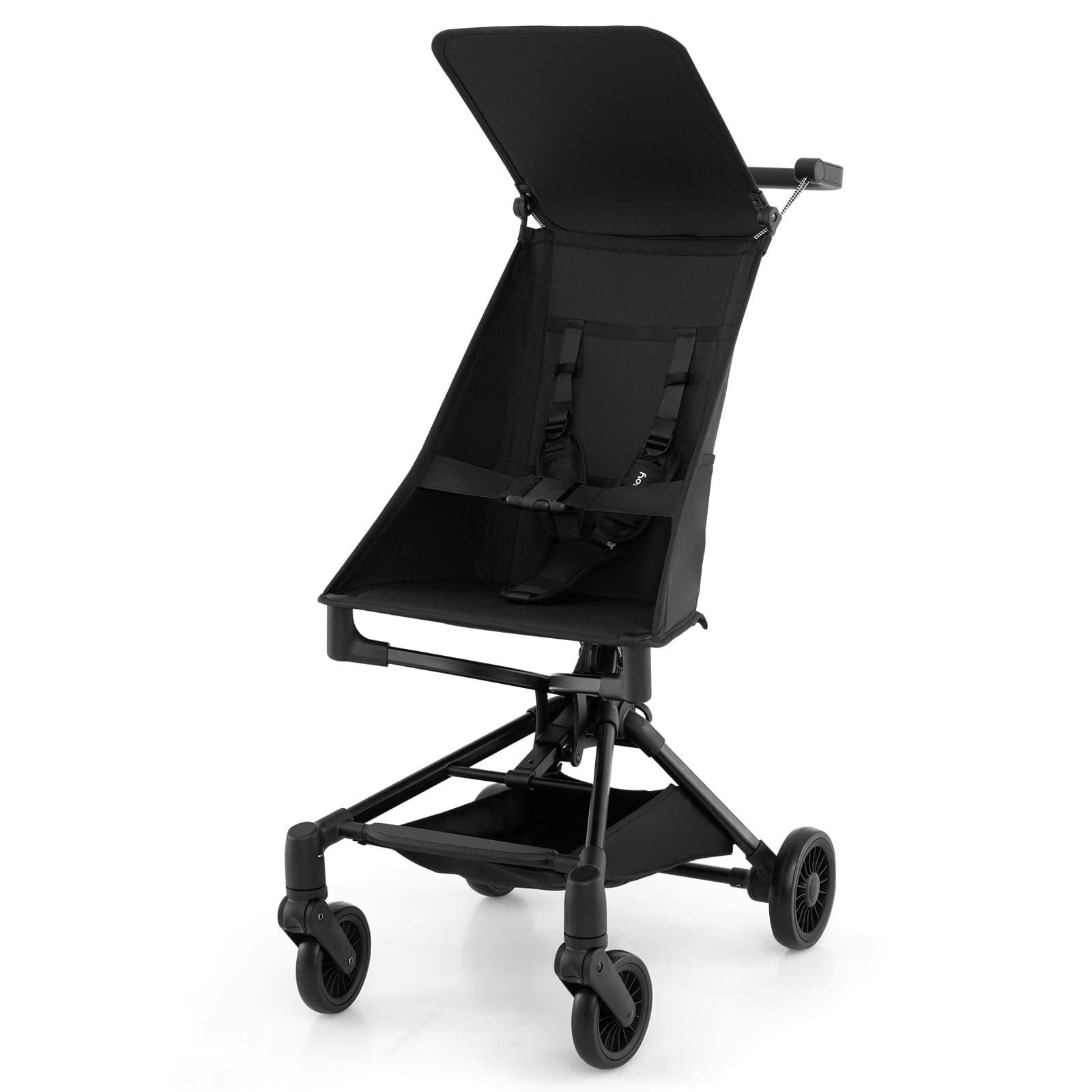 BABY JOY Lightweight Stroller, Compact Travel Stroller for Airplane with Easy One-Hand Fold, Adjustable Canopy, Storage Basket & All-Terrain Wheels for Toddlers 6-36 Months (Black)