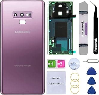 Perzework Rear Back Glass Replacement for Samsung Galaxy Note 9 6.4 inches with Reparing Toolkit and Pre-Installed Adhesive (Purple)