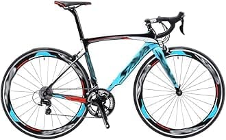 Bike Road Bike Carbon 700C Bicycle Carbon Road Bike with 18 Speeds Racing Road Bike Carbon Fiber Bike/Blue/18Speed