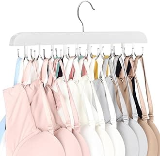 Resovo Bra Hanger for Closet, Tank Top Hanger 20 Hooks Capacity Foldable Wood Space Saving Hangers Closet Organizers and Storage for Dorm & Apartment for Tank Top, Bra, Scarf etc.