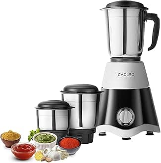Cadlec JarGenie 3 Jar Mixer Grinder | 500W High-Power Motor Juicer | Juicer, Blender & Mixer for Grinding, Blending & Juicing | Shockproof ABS Body | 2-Year Warranty