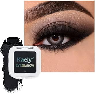 Kaely Pressed Single Eyeshadow Makeup, Deep Black Matte Highly Pigmented Monochrome Eye Shadow Palette, Waterproof Neutral Powder Mini Eyeshadow, sombras para ojos, Lightweight Blendable, 04