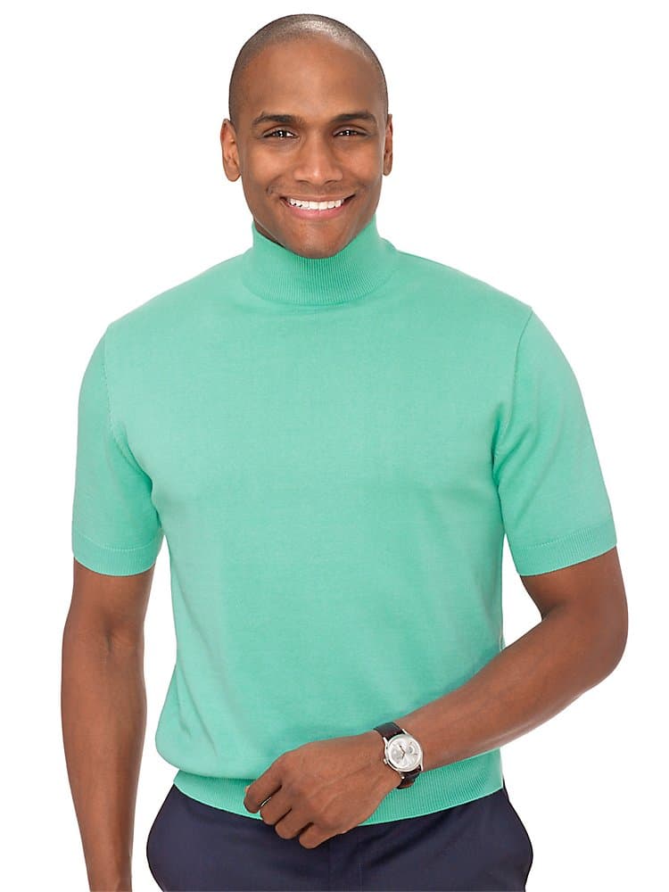 Paul Fredrick Men's Pima Cotton Solid Mock Neck Pullover