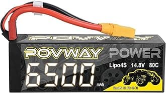 4S 6500mah Lipo Battery 14.8V 80C Hardcase with XT90 for RC 1/8 1/10 Scale Vehicles Car,RC Evader BX Car,RC Truck, RC Truggy