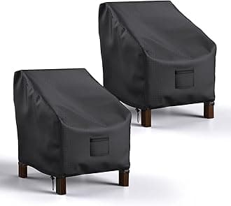 Patio Chair Covers 2 Pack for Outdoor Furniture Waterproof, Heavy Duty Oxford Outdoor Lawn Chair Covers,Lounge Lawn Deep Seat Black Cover (31"X38"X30" Inch-2 Pack)