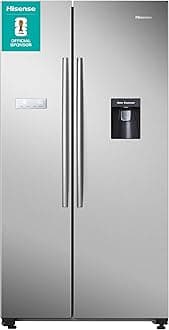 RS741N4WCE Freestanding American Side by side Door American Fridge Freezer 578 litre, with Non-Plumbed Water Dispenser, Silver, 90.8 × 179.3 × 74.3 cm (W×H×D)