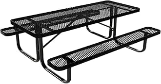 COATEDOUTDOORFURNITURE Heavy-Duty Portable Outdoor Kids Table, Expanded Metal Kids Picnic Table, Commercial-Grade Picnic Table, Made in America (6ft Rectangular, Childrens, Textured Black)