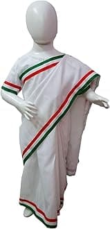 BookMyCostume Tri Colored Tricolor Saari Independence Day Indian Patriotic Girls Fancy Dress Costume 4-5 years