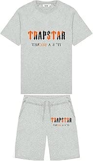 Trapstar Letters Printed Casual Sportswear Suit, Men and Women T-Shirt + Shorts + Hat 3 Piece, Loose Jogging Short Sleeve Tracksuits (Color : D2, Size : Medium)