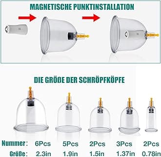 Helining Cupping Therapy Chinese Suction Cup, 18 Pcs Suction Cups Set for Face and Body, Professional Anti-Cellulite and Relax Muscles, with Magnets of Acupressure Points (Storage Suitcase)