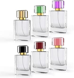6 Pack Refillable Perfume Atomizer 50ml 1.7oz Large Perfume Bottle for Essential Oils, Perfumes,Empty Clear Glass Mist Spray Bottle for Traveling and Outgoing