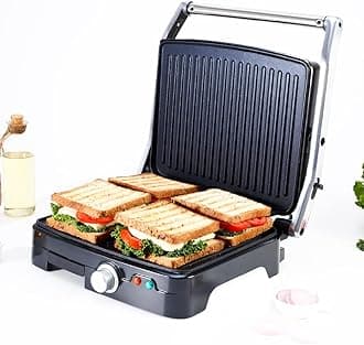 Wonderchef Sanjeev Kapoor Tandoor Professional Plus | Electric Contact Grill & Sandwich Maker| Thermostat Control | Auto Shut Off| LED Indicator| 2 Year Warranty | Black & Silver