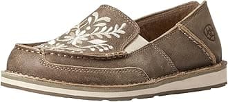 ARIATWomens Cruiser Tooled-Inlay Moccasins Flats Casual - Brown