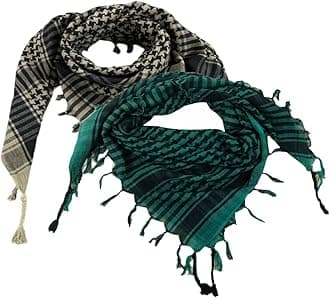 Elu Shemagh Scarf Men - Women /100% Cotton Military Shemagh Keffiyeh Scarf Arafat Tactical Desert Rave Bandana Head Wrap