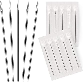 BodyJ4You 10PC Piercing Needles 14G 16G - Sterile Disposable Sharp Surgical Stainless Steel - Nose Septum Ear Tragus Helix Labret Nipple Lip Navel