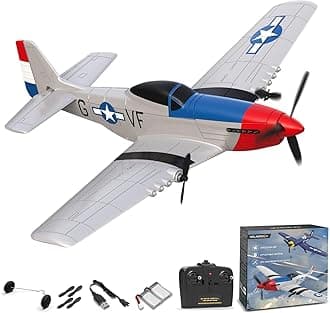 RC Plane 3 Channel Remote Control Airplane Fighter Toys, 2.4GHz 6-axis Gyro Stabilizer RTF Glider Aircraft Plane, Easy to Fly for Adults Beginners (P-51D Mustang)