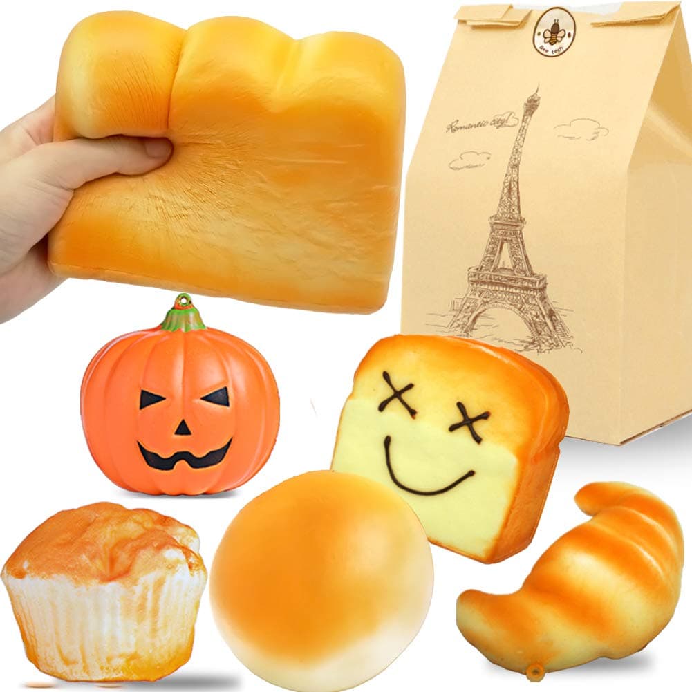 Jumbo Bread Squishy, Huge Giant Bread Squishies Pack, Cream Scented Slow Rising Squishy Toys for Kids, Boys and Girls, Including Toast Loaf Bread Squishy, Realistic Squishy Food