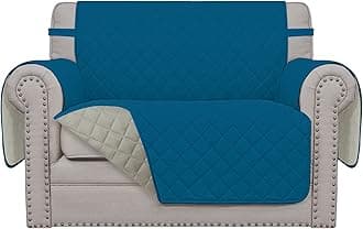 Easy-Going Oversized Chair Sofa Slipcover Reversible Sofa Cover Water Resistant Couch Cover Furniture Protector Cover with Elastic Straps for Pets Kids Dog Cat(Oversized Chair, Peacock Blue/Beige)