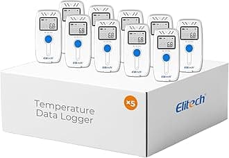 Elitech Digital Temperature Humidity Data Logger Medical Refrigerator Thermometer Vaccine Fridge Temperature Monitor, RC-4HC, 10 Pack