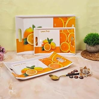 Crystal By FEDOY Melamine Serving Trays, Set of 3 (Small, Medium and Large) Villori Series, Rectangular