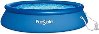Funsicle 10 Foot x 30 Inch Quickset Round Inflatable Ring Top Outdoor Above Ground Swimming Pool Set with Pump and Type I Cartridge Filter, Blue