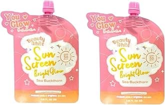 You Glow Babe Beauty White Sunscreen, SPF 50, Sea Buckthorn & Polymnia Sonchifolia, Brightening & UV Protection, 0.84 FL OZ(twin pack)