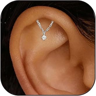 Helix Dangle Earrings for Women - Flat Back Hypoallergenic Cartilage Piercing Jewelry - Forward Helix Earrings