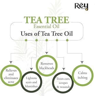 Rey Naturals tea tree oil & Rosemary essential oils - Pure Natural for Healthy Skin, Face, and Hair (15 ml + 15 ml)
