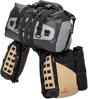 TUSK Highland X2 Rackless Luggage System w/Medium Dry Duffel/Large Bottle Holders Standard Heat Shield Black/Tan