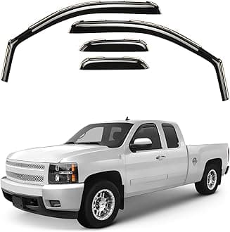 Window Deflectors Smoke Tinted in-Channel Side Window Vent Visor Deflectors Rain Guards Compatible with Silverado/Sierra 1500 2007-2013 Extended Cab - 4pcs. GW0865