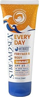 SPF 45 Every Day Shimmer Mineral Sunscreen | 75 ml Biodegradable, Paraben Free & Reef Safe Sunscreen | Non-Greasy, Lightweight & Shimmer Mineral Protection Against UVA & UVB for Face & Body
