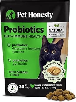 Cat Probiotics Gut + Immune Health Chews – Crunchy & Creamy Cat Treats for Digestive Health, Gut Flora & Constipation Relief – Supports Immunity, Regularity, & Healthy Digestion, 30-Day Supply Chicken