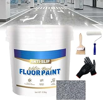 Wear-Resistant Anti-Slip Self-Leveling Epoxy Floor Paint, High-Gloss Marble Effect Epoxy Floor Coating, Epoxy Floor Paint for Concrete, Anti-Slip Quick-Dry Water-Based Garage Floor Paint (Sesame Gray)