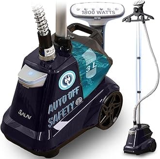 Heavy Duty Smart Auto Shut-off Commercial Full-Size Garment Steamer, Beeping Alert when Water Runs out, Foot Pedal Control, XL 3L (101.5 oz) Tank, 1800 watts, 90+min of Continuous Steam, Navy