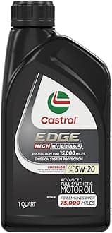 Castrol 06122 Edge High Mileage Black ILSAC GF-5, API SN, ACEA A1, ACEA B1 5W20 Synthetic Motor Oil, 1 Quart