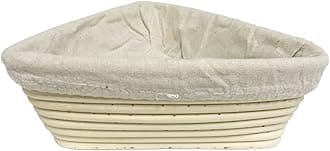 Agile-Shop 9 inch European Style Triangle Shaped Banneton Brotform Bread Dough Proofing Rising Rattan Basket with Linen Liner Cloth