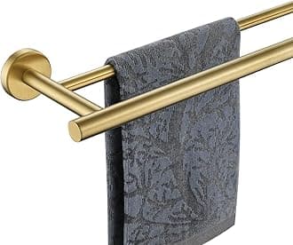 JQK Double Bath Towel Bar, Brushed Gold 33 Inch 304 Stainless Steel Thicken 0.8mm Towel Rack for Bathroom, Towel Holder Wall Mount, Useable Length 30 Inch, TB100L30-BG