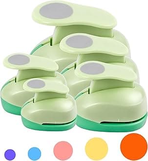 UCEC Circle Punch Craft Hole Punch for Paper Crafting, 5 Different Size Circle Cutters Hole Punches for Paper Crafts, Cardstock, Gift Wrapping, Cards, Scrapbooks 3/8 5/8 1 1.5 2 Inch Round Puncher Set