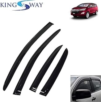 KINGSWAY® Car Accessories Innova Crysta Door Visor Rain Guard Compatible with Toyota Innova Crysta (Year 2015 to 2021) All Model, Car Side Window Visor Rear Window Wind Deflectors, Black, Set of 6 Pcs