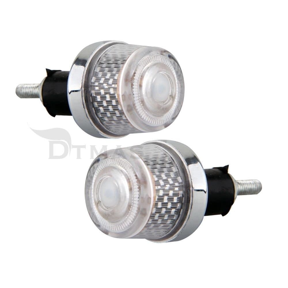 2 Pcs Universal Motorcycle Handlebar Grip LED End Marker lights Bulbs Lamps