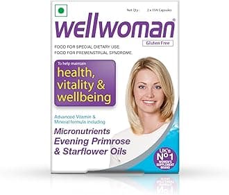 WELLWOMANMultivitamin Capsules For Women With Evening Primrose Oil,Magnesium,Vitamin C,B6,Folic Acid To Provide All Round Nutrition,Immunity,Helps Reduce Pms, Pcos Symptoms,Vegetarian 30 Capsules