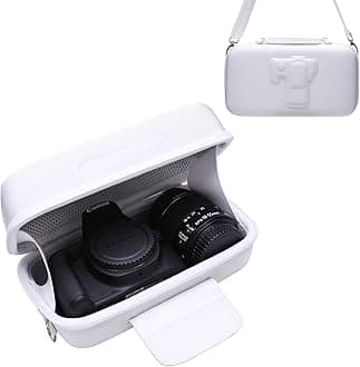 LTGEM Camera Case for Canon EOS Rebel T7 / R50 / R100 / R50 V / T6 / R8 / R10 / RP / SL3 / R5 / T100 DSLR SLR Camera and 18-55mm/18-45mm Lens with Shoulder Strap, White