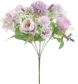 Hydrangea Artificial Flowers in Vase, Silk Fake White Flowers,Faux Flowers in Vase,Faux Hydrangea Flowers for Living Room Party Office Table Centerpiece Wedding Home Decoration