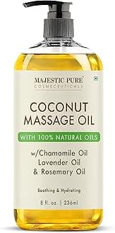 Coconut Massage Oil - Huge 236ml | Ultra-Glide Formula with Soothing Aroma | Natural Oils for Massage Therapy & Pain Relief | Suitable for All Skin Types - Men & Women