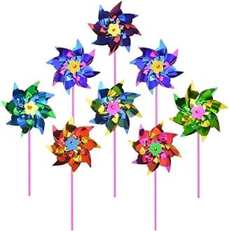 Plastic Rainbow Pinwheel,Windmill Party Pinwheels DIY Pinwheels Set for Kids Toy Garden Lawn Party Decor (20)