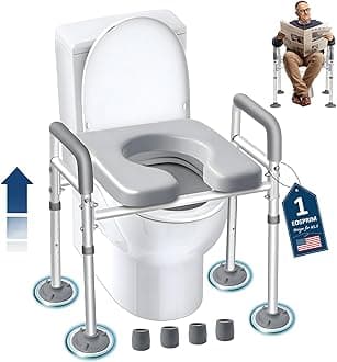 Toilet Safety Bars, Medical Bathroom Safety Frames for Elderly, Handicapped and Handicapped - Adjustable Grabs for Toilet Seat Toilet Grab Helper