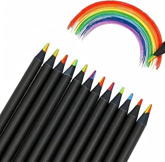 12 Colors Rainbow Pencils for Kids Adults, Rainbow Colored Pencil Art Supplies for Girls Boys, Black Wooden Multi Colored Pencils Bulk for Coloring Drawing Sketching, Pre-sharpened