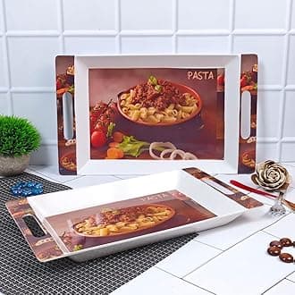 U.P.C Serving Tray Set of 2/ Tray Set for Serving/Premium Printed Tray for Serving/Multi-Use Nashta Plate (Small, Medium & Large)