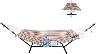 Quilted Fabric Double Hammock Won't flip with Stand and Spreader Bars,Safer and Sturdier,Quality Hammocks for Outdoor Indoor Patio Yard