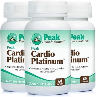 Peak Pure & Natural Cardio Platinum | Vitamin K2 as MK7 Supplement for Healthy Arteries and Circulation | Nitric Oxide and Nattokinase for Better Blood Flow (3 Bottle Pack)